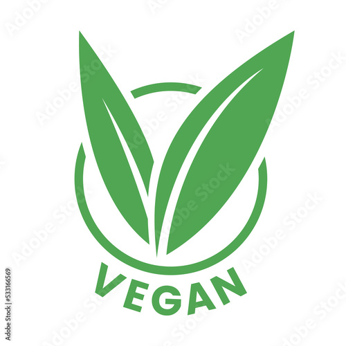Vegan Round Icon with Green Leaves - Icon 8