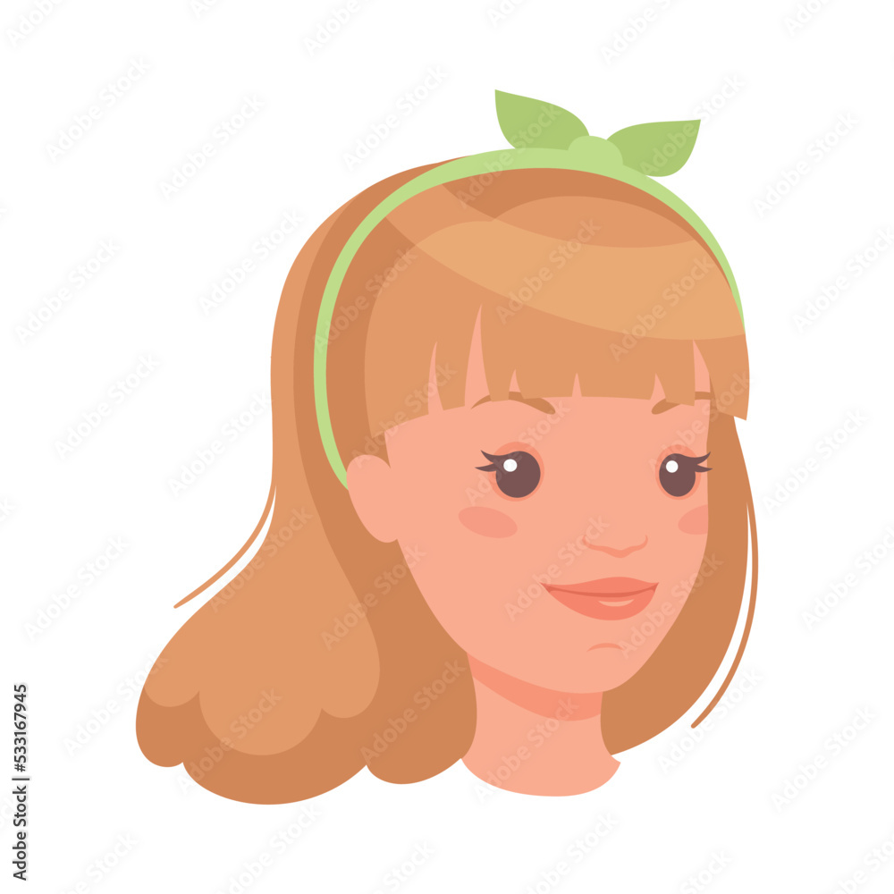 Woman Head with Hair Band Showing Happy Face Expression and Emotion Laughing Half-turned Vector Illustration Woman Head with Hair Band Showing Happy Face Expression and Emotion Laughing Half-turned Vector Illustration