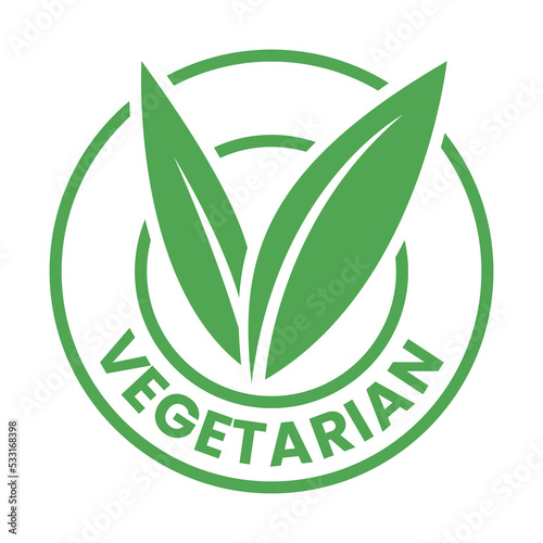 Vegetarian Round Icon with Green Leaves - Icon 5