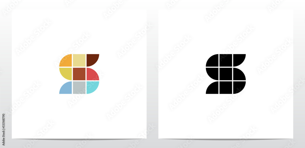Colorful Tiles Letter Logo Design S - obrazy, fototapety, plakaty 