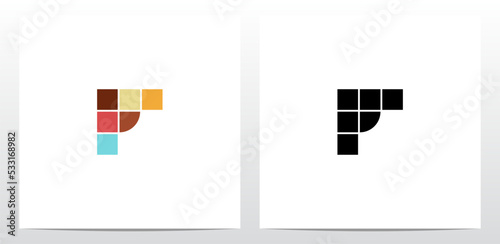 Colorful Tiles Letter Logo Design F