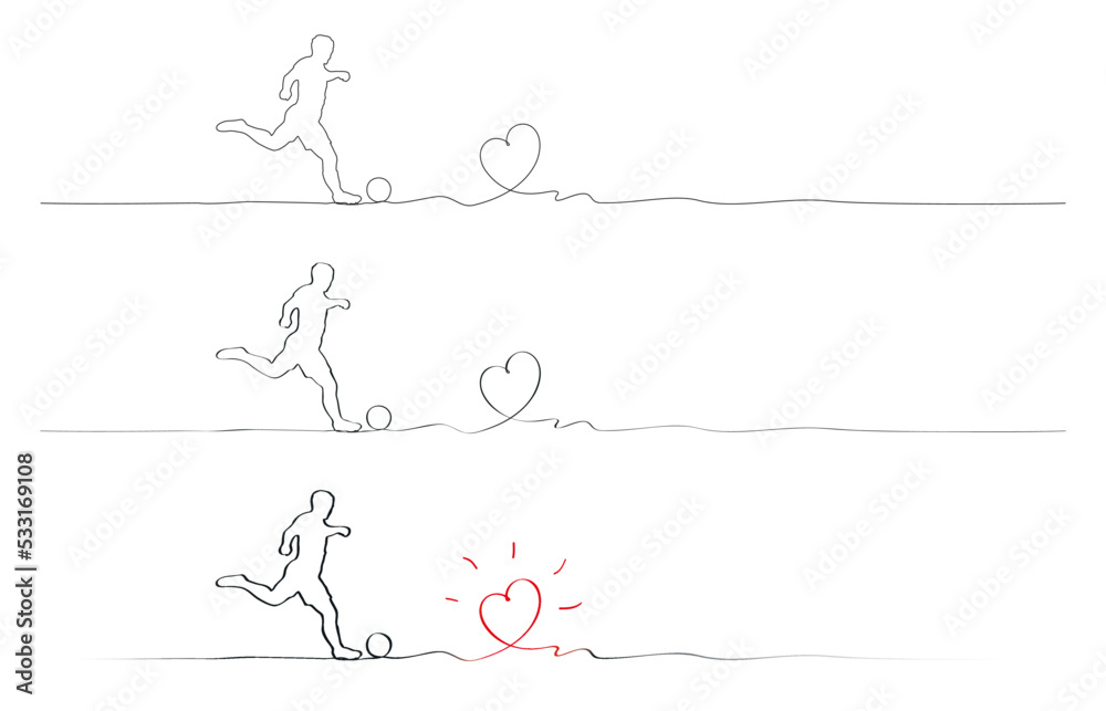 FOOTBALL LIGNE CONTINUE AVEC COEUR. Ligne de base 1,5pt modifiable FOOTBALL LIGNE CONTINUE AVEC COEUR. Ligne de base 1,5pt modifiable
