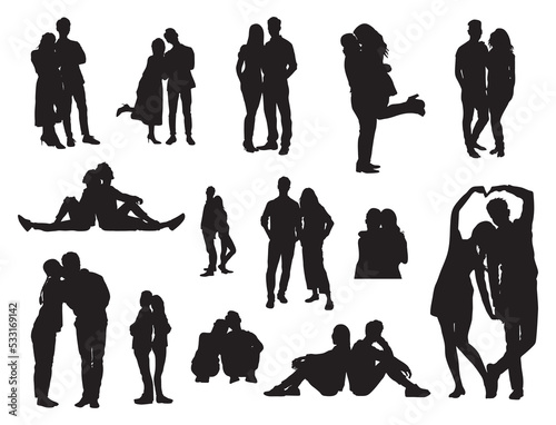 Couple silhouette set, Romantic couple silhouettes