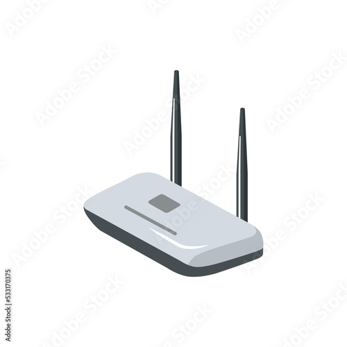 Wifi internet router isometric 3D icon. Digital technologies, computer device with network communication vector illustration