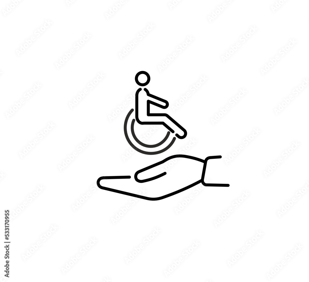 The concept of inclusion, equality and diversity. Icon of a person in a wheelchair. Employee Protection The concept of inclusion, equality and diversity. Icon of a person in a wheelchair. Employee Protection