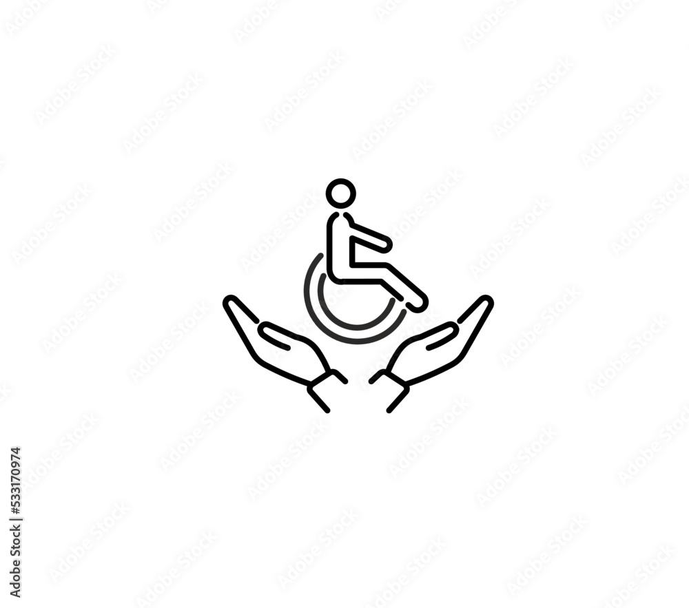 The concept of inclusion, equality and diversity. Icon of a person in a wheelchair. Employee Protection The concept of inclusion, equality and diversity. Icon of a person in a wheelchair. Employee Protection