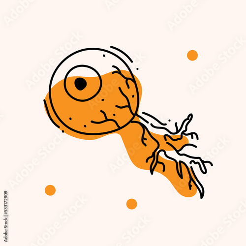 Halloween eyeball sticker illustration with outline