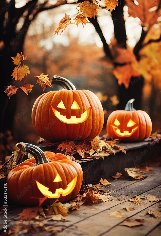 A collection of halloween pumpkins A collection of halloween pumpkins