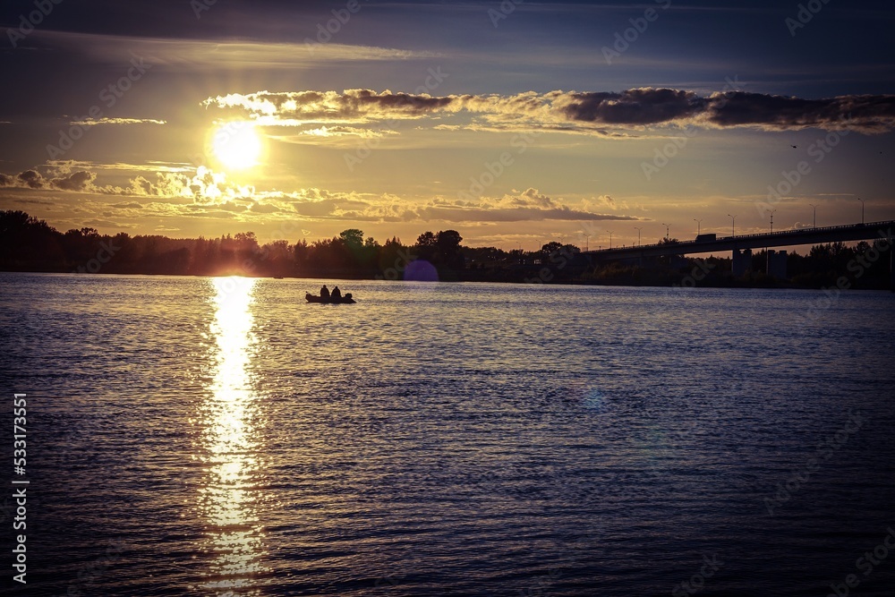Fototapeta premium sunset over the river 