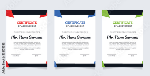 Modern employee certificate template design for multipurpose