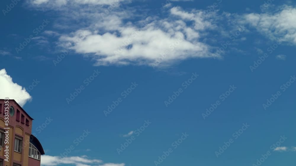 Cloud time lapse nature background. Blue sky white clouds. Puffy fluffy ...