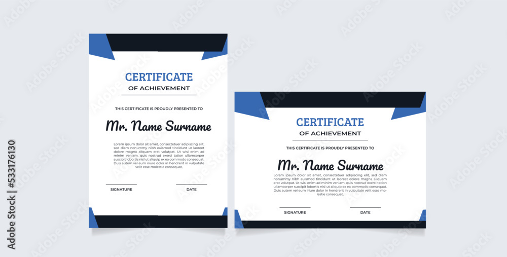 horizontal and vertical certificate template  Modern employee of the month certificate gradient elegant certificate template