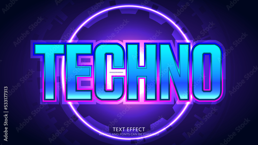 futuristic text effect on technology background. replaceable text. editable text effects