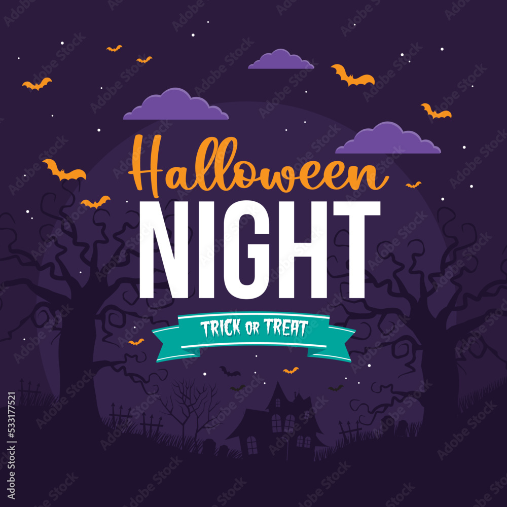 Halloween night vector illustration background  