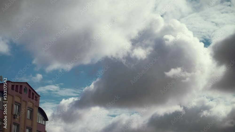Cloud time lapse nature background. Blue sky white clouds. Puffy fluffy ...