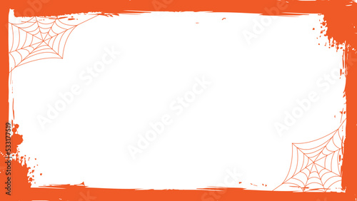 Halloween banner template with spider web grungy border illustration