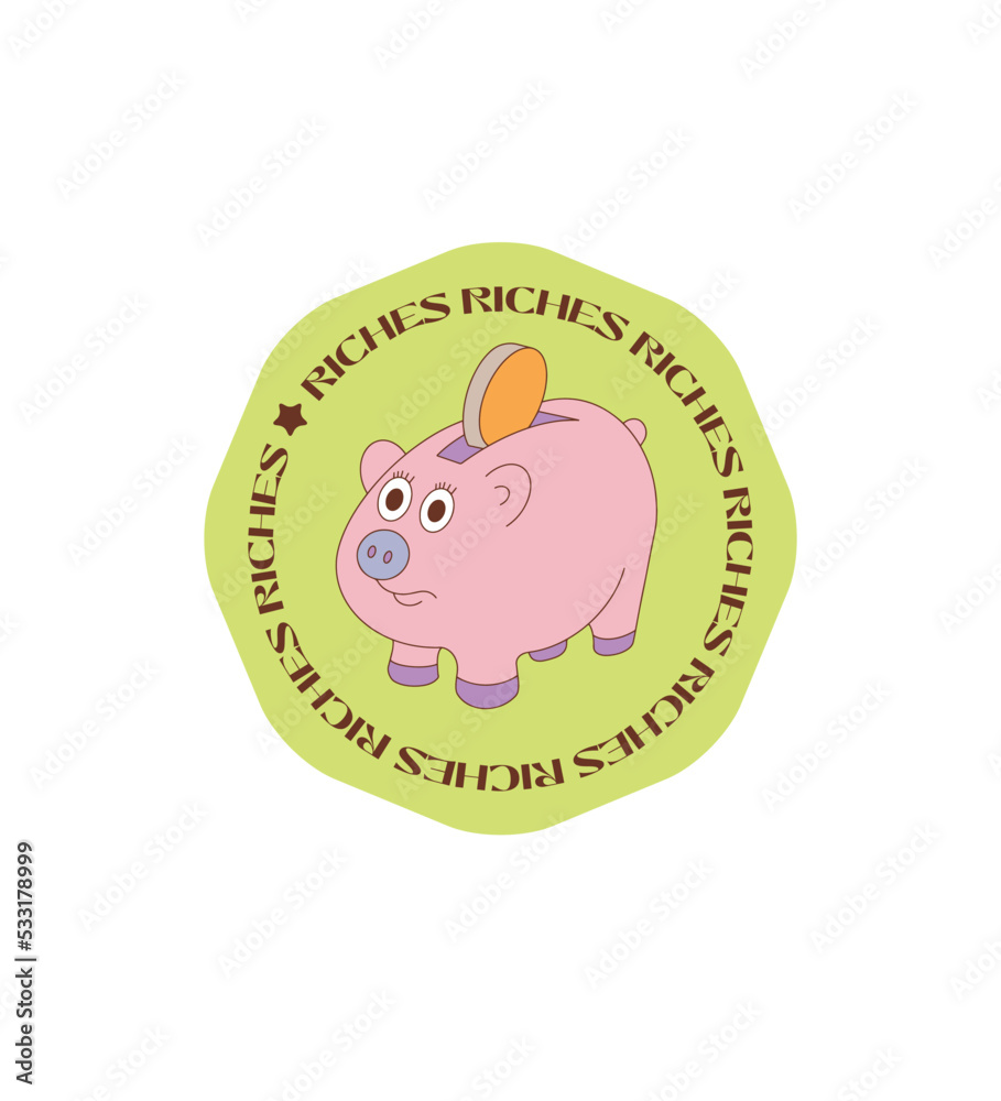 Fototapeta premium Vector Cartoon Retro Stickers Funny Stickers Groove Peace Hippie Happiness Cute Animal Quotes Funny Faces Mushrooms Psychedelic Cartoons