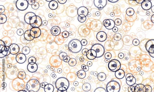 Random circles, textured pattern, yellow, orange and blue colors on the white background. Seamless pattern. Astrological sign of sun