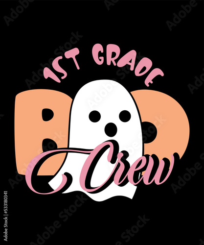 1st Grade Boo Crew Teacher Student Funny Halloween Costume T-Shirt. This Funny Boo Crew Halloween Costume is a great gift for men, women, boys, girls, kids, teachers, student