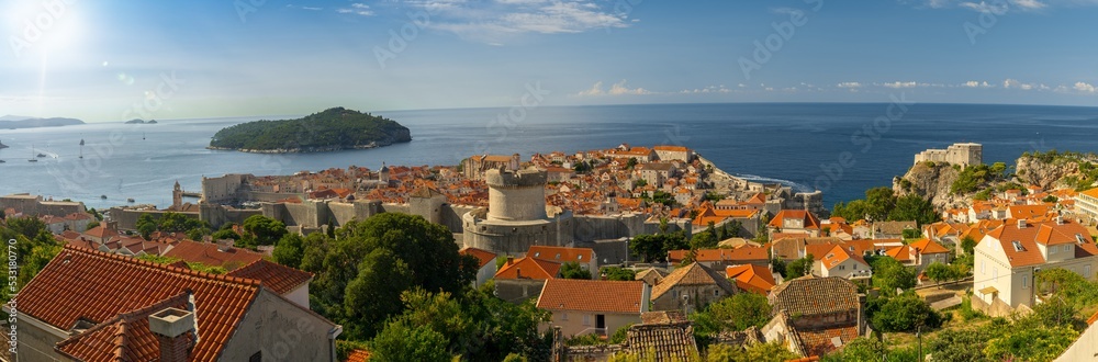 Panorama of Dubrovnik and Lokrum island, Croatia