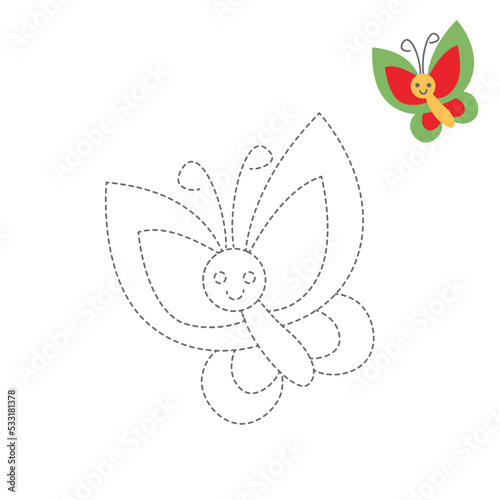 outline the butterfly. a worksheet for a preschooler