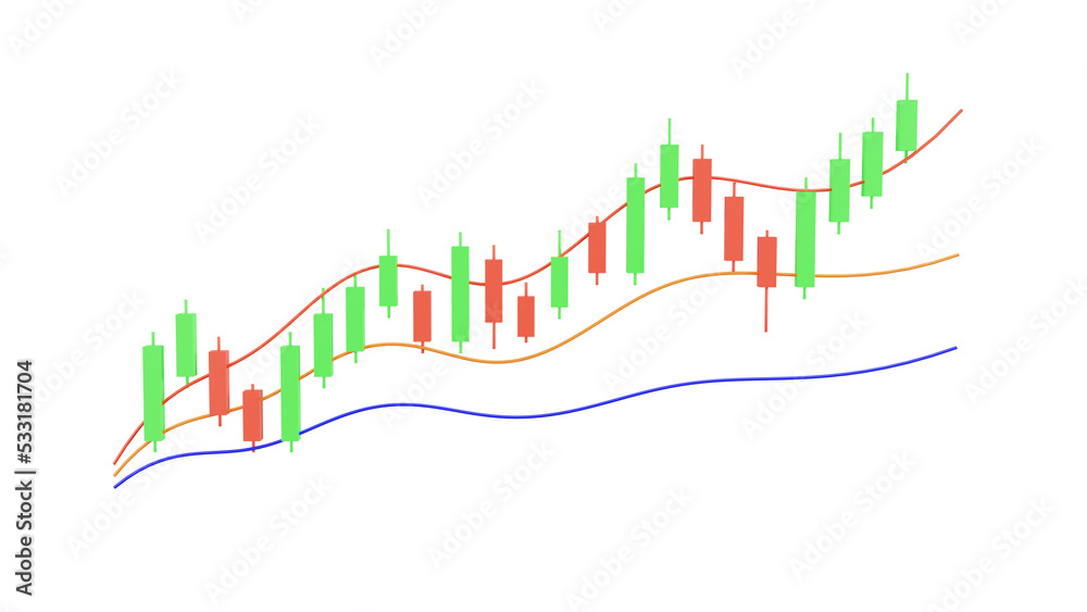 Uptrend bullish candlestick finance chart, stock market, crypto trading graph red and green with volume indicator. 3d render illustration Uptrend bullish candlestick finance chart, stock market, crypto trading graph red and green with volume indicator. 3d render illustration