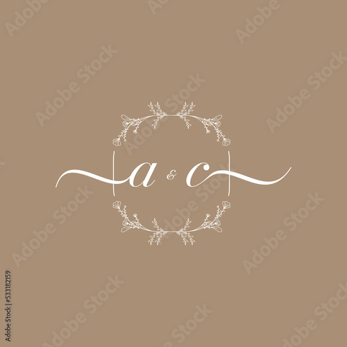 AC beauty monogram and elegant wedding logo design