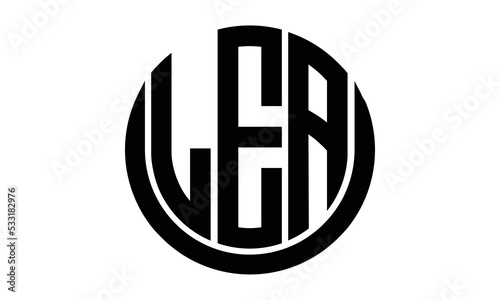 LEA shield in circle logo design vector template. lettermrk, wordmark, monogram symbol on white background.