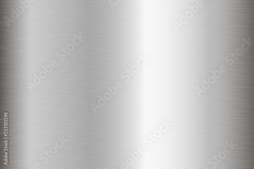 Silver foil background. Metal textured gradient. Stainless glossy surface. Realistic chrome backdrop. Vector illustration.