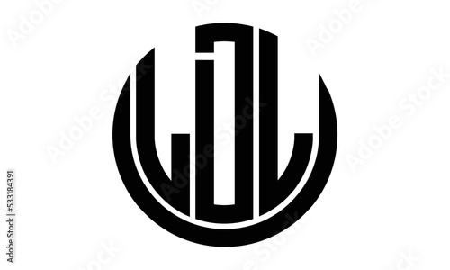 LDL shield in circle logo design vector template. lettermrk, wordmark, monogram symbol on white background.