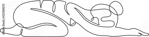 child pose yoga practice outline drawing 