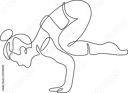 crow pose yoga practice outline drawing 