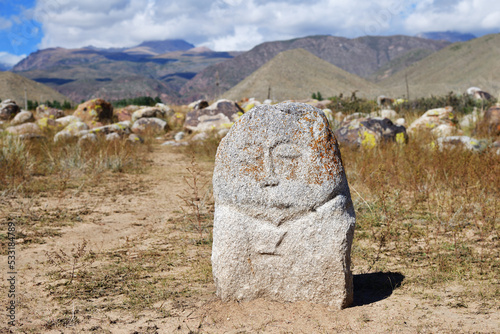 Cholpon Ata ancient statue, Issyk Kul, Kyrgyzstan