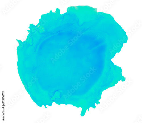 Abstract color of Blue and green splash watercolor hand painted isolated on white background