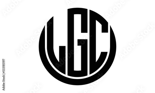 LGC shield in circle logo design vector template. lettermrk, wordmark, monogram symbol on white background. photo