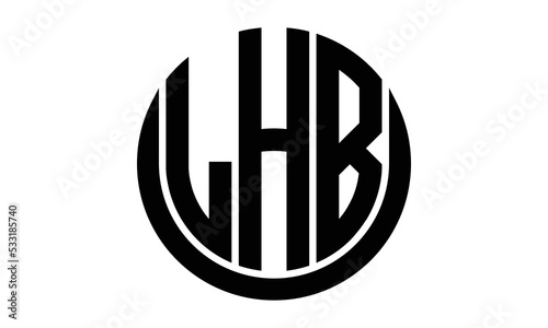 LHB shield in circle logo design vector template. lettermrk, wordmark, monogram symbol on white background. photo