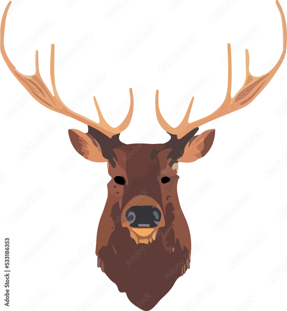 Head of Elk, forest animal isolated Head of Elk, forest animal isolated