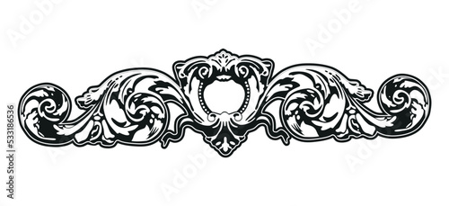 Greek decorative element flower, greek vector shape, stucco decoration, cartouche