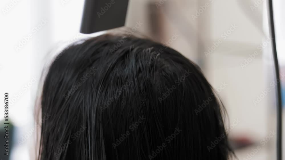 hair drying. blow dry hair. close-up. Hairdresser is drying hair of customer after washing, using hair dryer in beauty salon hair drying. blow dry hair. close-up. Hairdresser is drying hair of customer after washing, using hair dryer in beauty salon