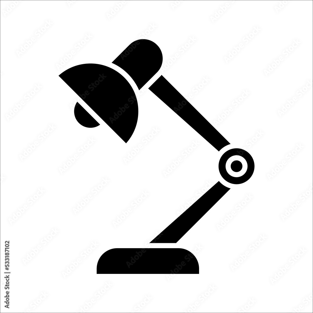 Table Lamp Vector Icon. Reading desk lamp line flat vector icon for mobile application, button and website design. Table Lamp Vector Icon. Reading desk lamp line flat vector icon for mobile application, button and website design.