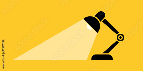Table office lamp. Desktop electric. Vector illustration flat design. Silhouette lamp. Electrical bulb. EPS 10
