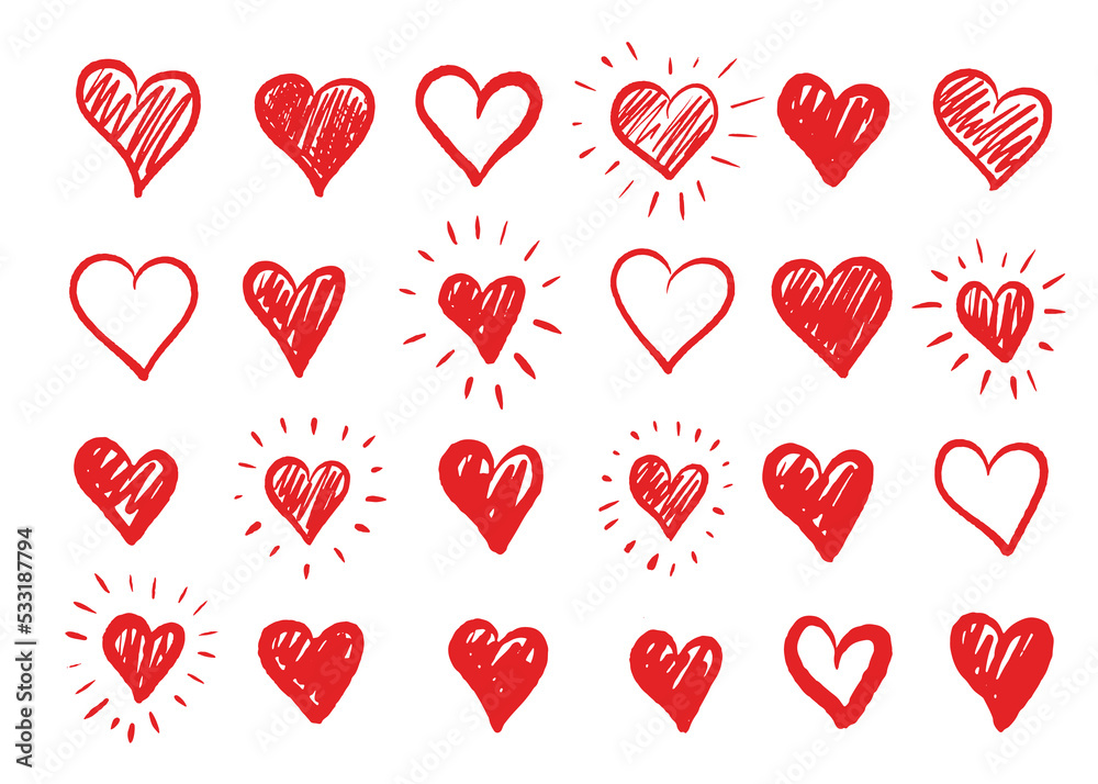 Heart shapes set Hand-drawn vector.
Heart shapes set Hand-drawn vector.