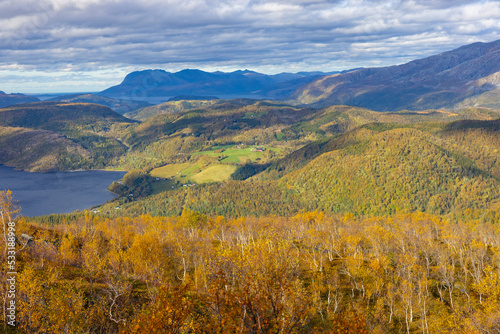 Hike to Kvennhatten in  wonderful autumn weather  Br  nn  y  Velfjorden  Norway  Scandinavia Europe