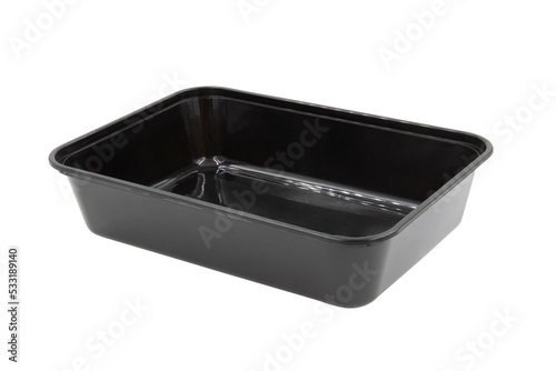 Plastic Food Packaging Tray With Clear Plastic Cover isolated on white background