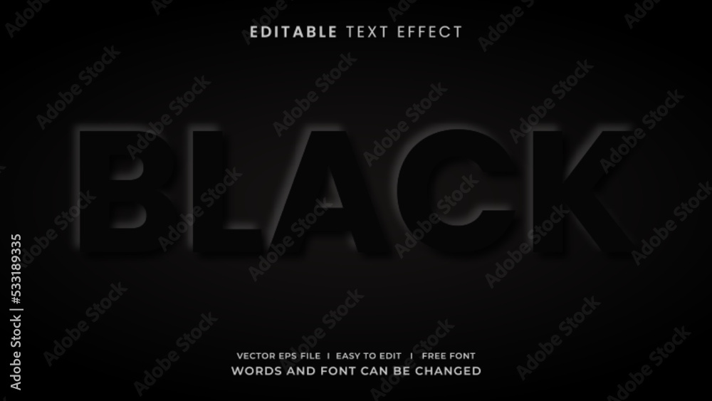 Black embossed editable text effect