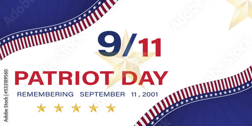 Remembering 21 years of Nine Eleven Incident with United States Flag and stars. Patriot Day of USA Wallpaper Banner Design