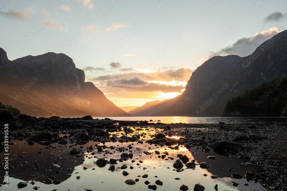 Mystic fiord landmark in Rogaland Norway