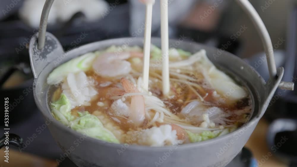 Hotpot shabu shabu full with vegetable meat seafood. Japanese asian food concept Hotpot shabu shabu full with vegetable meat seafood. Japanese asian food concept