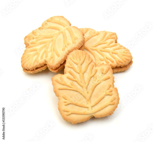 Stack cookies on white background