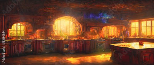 Artistic concept painting of a beautiful kitchen interior  background